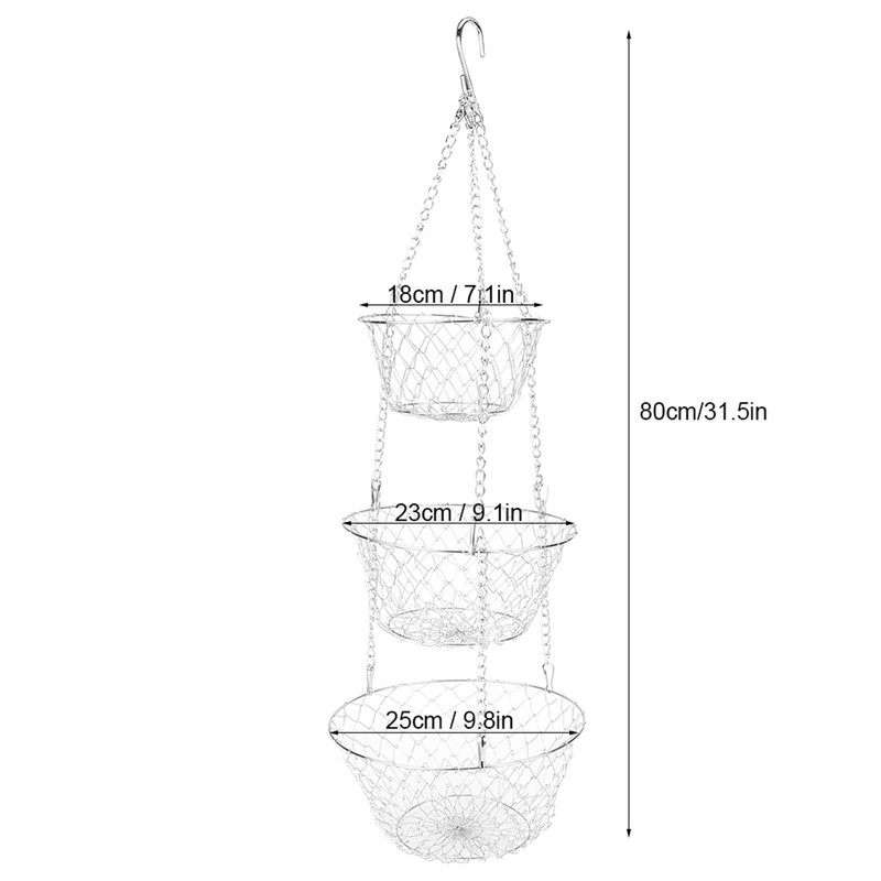 01 3‑Tier Hanging Basket, Exquisite Hanging Basket 3‑Tier for Storage