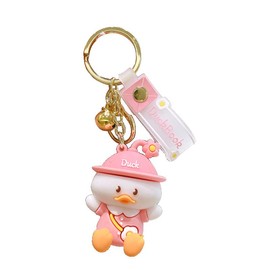 Cartoon Anime Doll Cow Keychain Cute Bag Pendant Personality Accessories Car Creative Small Gift White (White-Cow), Duck-Pink