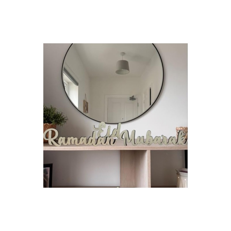 Luck and Luck Wooden 'Eid Ramadan Mubarak' Table Sign Decoration,