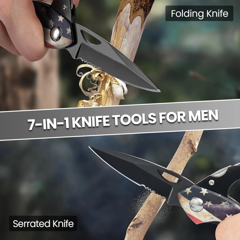 NoBrand Multitool Carabiner Knife Tools for Men, Style: USA Flag