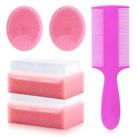 Cradle Cap Brush for Babies, 5Pcs Cradle Cap Treatment Set with Soft Bristle Brushes Silicone Scrubber Long Comb for Newborn Bathing Essentials Baby B