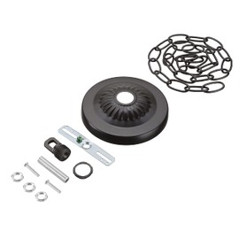 Aspen Creative 21515-11, Transitional Chandelier & Light Fixture Canopy Kit w/Collar Loop & 3 Ft. Chain, Oil Rubbed Bronze, 4-3/4" Diameter, 1" Center Hole