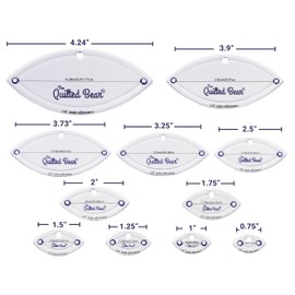 The Quilted Bear Leaf Quilting Templates - Set of 8 Non-Slip Clear Acrylic Patchwork Quilt Templates, Quilting Accessories for Patchwork, Dressmaking and Sewing (3/4 inch - 3 inches)