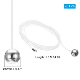 PATIKIL 1.5M 4.9ft Ceiling Pull Chain, 8 Pcs Pulls String Extender with Ball Pendant for Fan Light Chandelier Table Lamp Pulling Switch, Silver Tone
