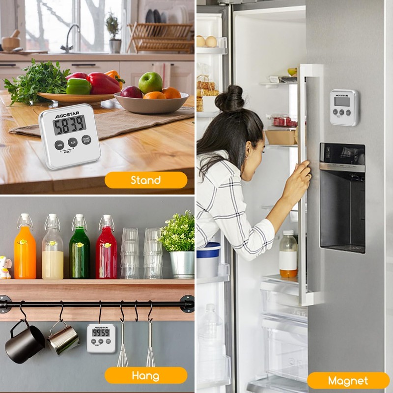 Aigostar Timer - Digital Kitchen Timer with Large LCD Display,