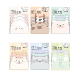 MINGSEECESS 6 Packs Cute Animal Cartoon Sticky Notes Self-Stick Memo Pad Sets for Pet Lovers Women Girls