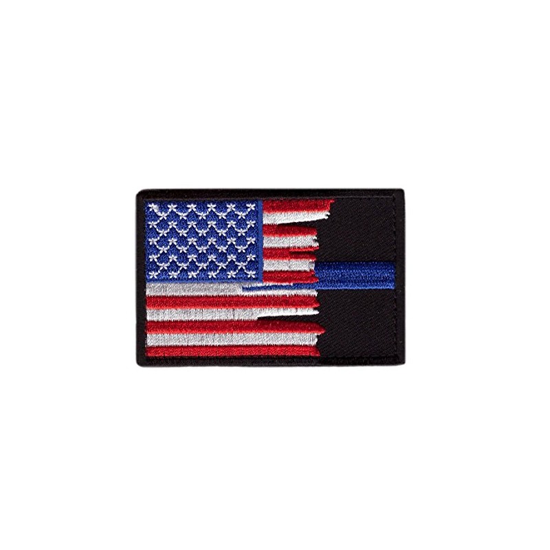 HookUS Flag Blue Line Tactical Gear Police Patch BL14