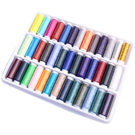 LINNSZ 39 Assorted Color Polyester Sewing Threads Spool Set for Dressmaking Quilting Hand-Stitching Machine-Sewing Accessories,DIY Box Sewing Thread,Mixed Color