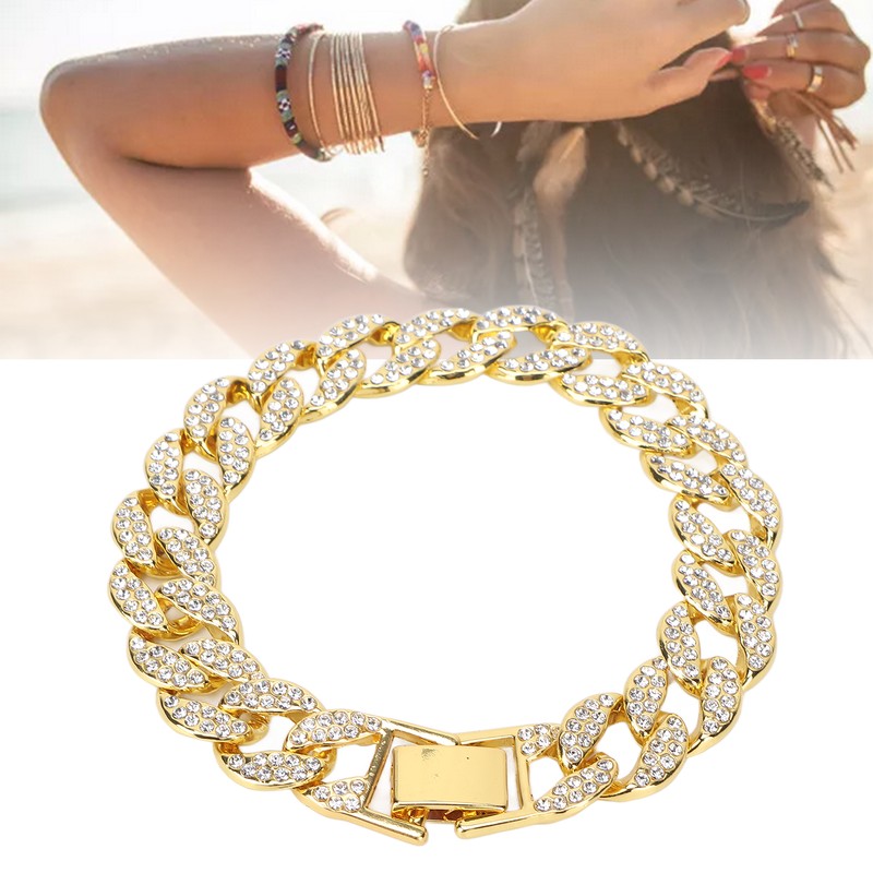 Cuban Bracelet Cuban Boutique Rhinestone Jewelry Hip Hop Couple Bracelet