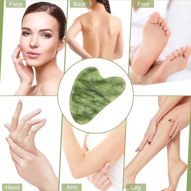 Gua Sha Stone & Jade Roller Gift Set, Anti-aging Natural
