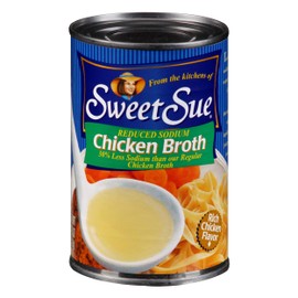 Sweet Sue Reduced Sodium Chicken Broth, 14.5 oz Can (Pack of 24) - Gluten Free - Keto Friendly - 30% Less Sodium than our regular chicken broth