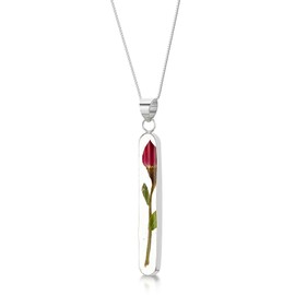Shrieking Violet 925 Sterling Silver Long Real Flower Pendant Necklace