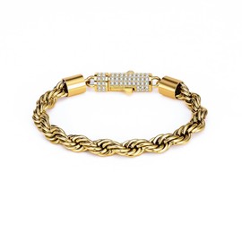 18K Gold Plated Rope Chain Bracelets for Women, 6mm Dainty Stainless Steel Bracelet, Non Tarnish, Womens Jewelry Gifts, 6.5" (Gold, Medium)
