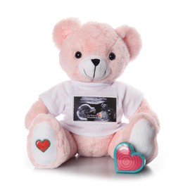 MBHB Digital Voice Recorder Stuffed Bear Ultrasound Tshirt w/20 Second Recorder, Capture Baby's Heartbeat During Pregnancy + Ultrasound for Baby Showers, Registry, Birthdays, New Mom Gift, Pink