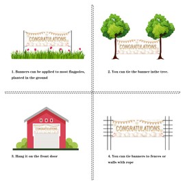 Large Congratulations Banner Graduation Garden Backdrop Banner Weding Anniversary Retirement Lawn Sign Birthday Party Outdoor Indoor Decorations, 72 x 24 inch