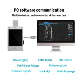 Medidor de potencia USB USB 3.1 probador de carga USB, multímetro digital, probador de corriente, detector de voltaje, intérprete Lua, CC integrado, 26 V, 6 A, PD 2.0/3.0 QC 2.0/3.0/4.0 pps Trigge (CT-3 (carcasa de aleación de aluminio CNC))