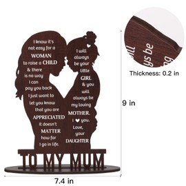 To My Mum Gifts Engraved Plaque - Thanks Mum Gifts from Daughter New Mum Birthday Gifts Christmas Gifts for Mummy Mother Plaque Idea Present for Stepmother