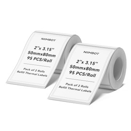 NIIMBOT 2 Rolls Labels for B1 B21 B3S K3, Thermal Printer Labels 2" x 3.15"（50x80mm, Thermal Label for Logo/Jar Label/Barcode/Address Label/Stickers
