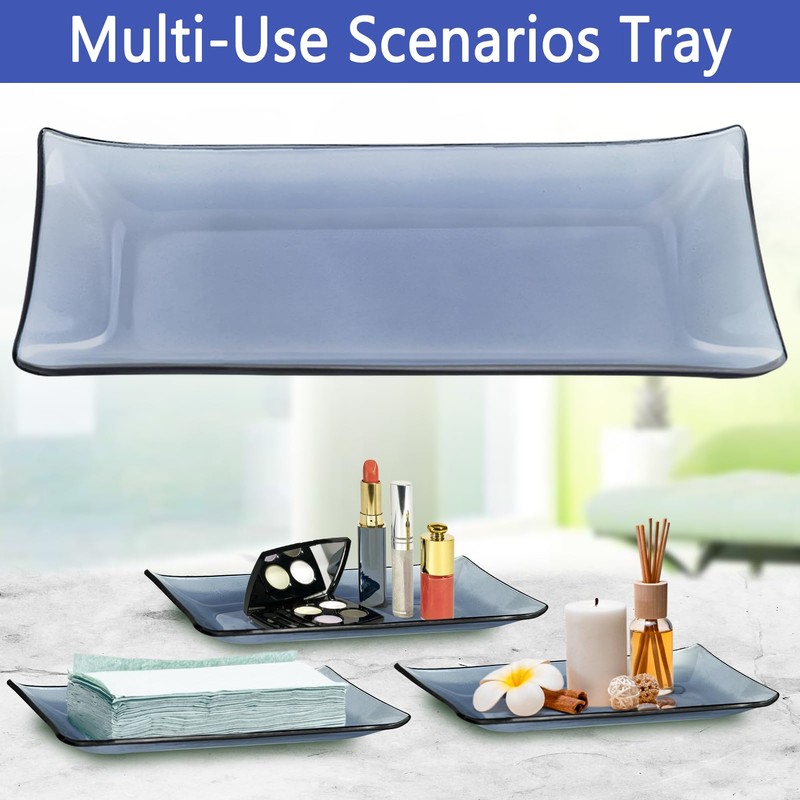 Haturi Bathroom Accessories Set, 4 Pcs Blue Glass Bathroom Accessories