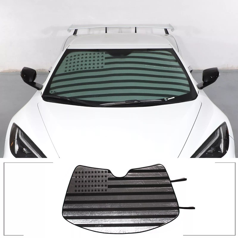 car-attention Windshield Sun Shade Visor US Flag UV Block Shield