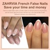 Stick on Nails- ZAHRVIA Nail Tips Short Ellipses French Fake