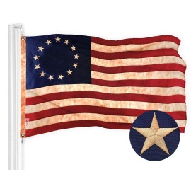 UD_G128 Combo Pack: American USA Tea-Stained Flag 3x5 Ft & Betsy Ross Tea-Stained Flag 3x5 Ft  Both ToughWeave Pro Series Embroi