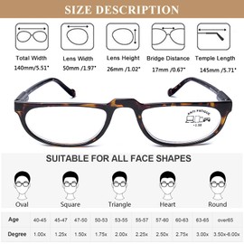 AQWANO Half Moon Frames Reading Glasses Blue Light Blocking, Semi-Rimless Computer Readers Anti Filter Glare TR90 Lightweight Spring Hinge for Women Men, 2.75