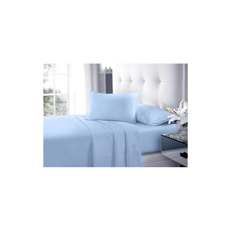Goldstar Sky Blue Super King Flat Sheet Soft Microfibre Easy