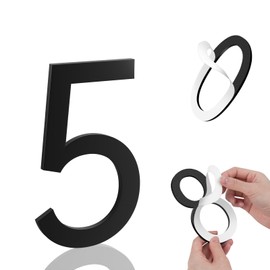 3 Inch House Numbers, Self-adhesive House Number Acrylic Modern House Numbers for Outside Black Mailbox Numbers Address Home Number for House Apartments Office Hotel Room Easy to Install (5)