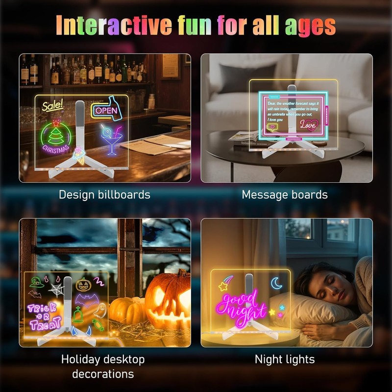 Magic LED Note Board, 7 Color Light-Up Acrylic Memo Board