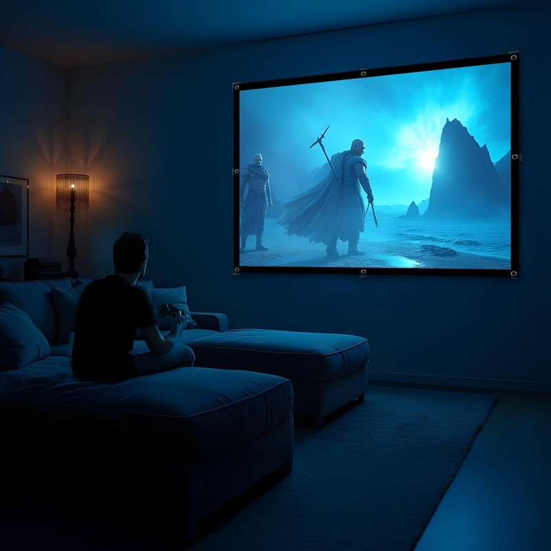 Maclean Portable Projection Screen - High-Quality Polyester Screen with 25
