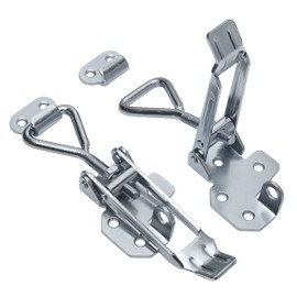 FT-Germany Set of 2 Adjustable XL Tension Latches with Hooks Made of Steel, Galvanised 160 mm to 185 mm Steel Lockable Box Closure