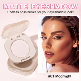 QIUFSSE Single Eyeshadow Nude Eyeshadow Primers,Beige Brown Eyeshadow,Ultra Fine Smooth Powder Long Lasting High Pigment Eyeshadow,Daily Korean Eyes Makeup (01 Moonlight)