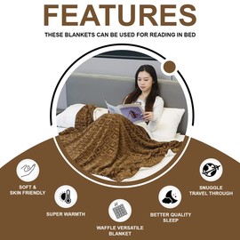 CMY Reversible Sherpa Soft Warm Large Sofa Bed Extra Soft Thermal Fleece Blanket Fluffy Dual Sided Throw Blankets Improves Sleep (BROWN, Double)