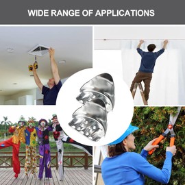 Kcgani 2 Pack Drywall Stilts Heel Bracket Replacement Kits for Stilts, Pair of Stilts Accessories with Heel Bracket, Silver Aluminum Adjustable Sole Part for Drywall, Construction, High Wall Painting