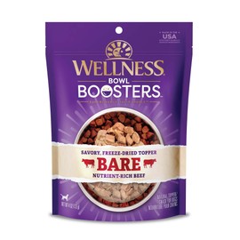 Wellness Bowl Boosters Bare, Dog Food Topper for Small, Medium, & Large Breeds, Grain Free, Natural, Freeze Dried, Beef, 4 Ounce Bag (Pack of 1)