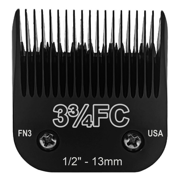 Detachable Steel Pet Dog Clipper Blades,Size-3 3/4FC,Compatible with Andis Cut Length 1/2"(13mm),Compatible with Oster A5, Wahl KM Series Clippers, Made of Steel Blade and Stainless Steel Blade