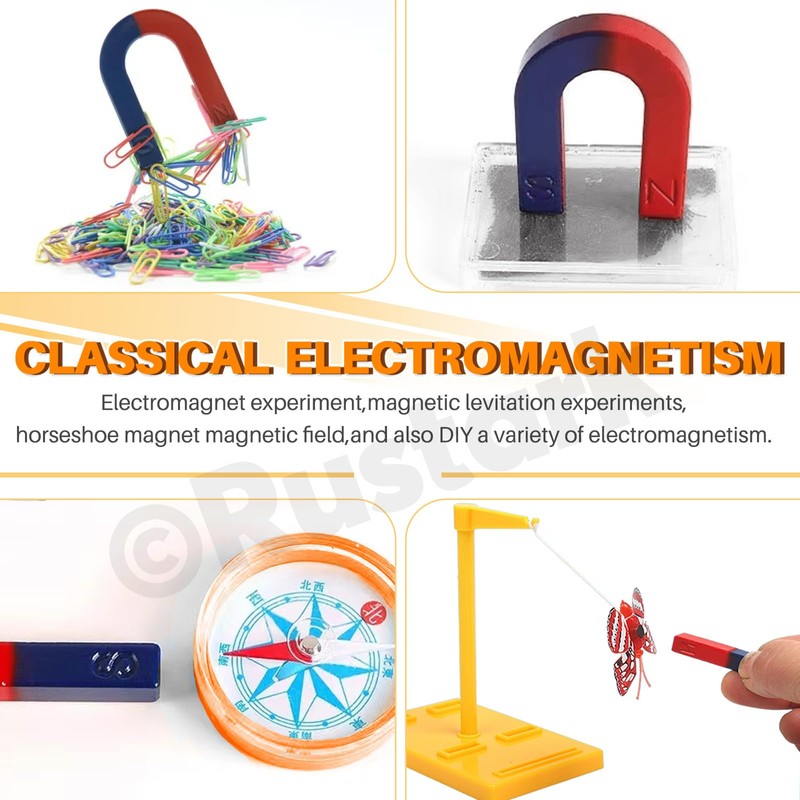 Rustark 53Pcs Science Magnet Kit Physics Electromagnet Experiment Set Labs