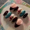 MAGLFELL Uñas Postizas de Gel de Otoño Almendradas de Longitud