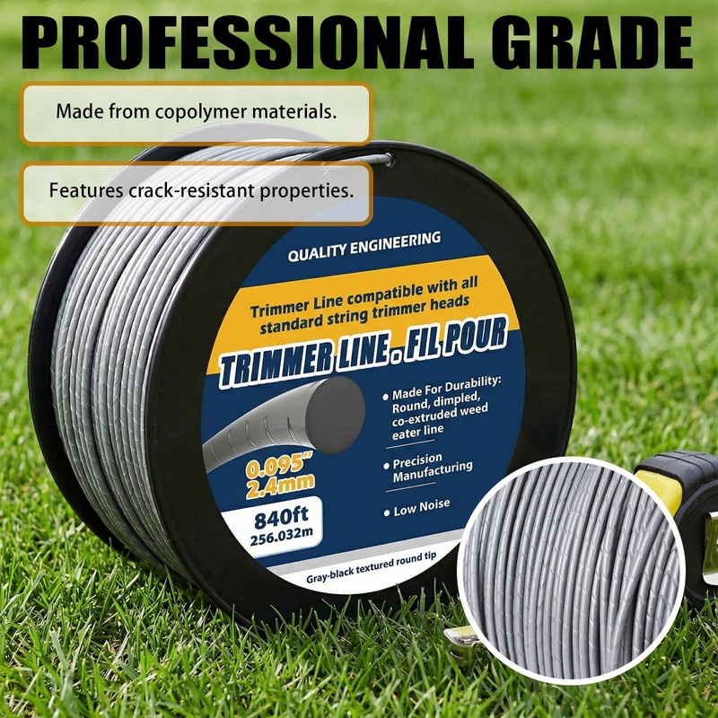 ZTTM Professional Grade Copolymer String Trimmer Line, Orange/Gray 0.095-Inch Diameter,