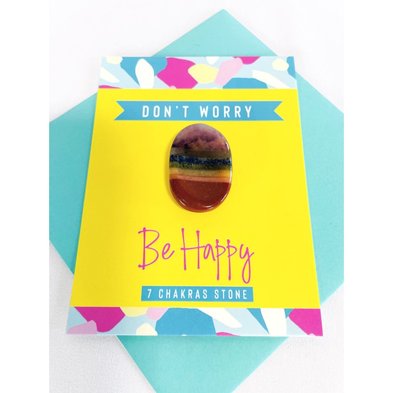 Seven Chakra Rainbow Stress Relief Worry Stone Healing Crystals Gift