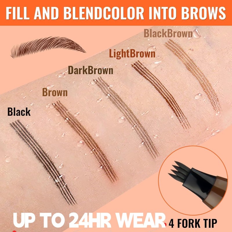 Eyebrow Pencil - Microblading Eyebrow Pen Waterproof 4 Fork Tip