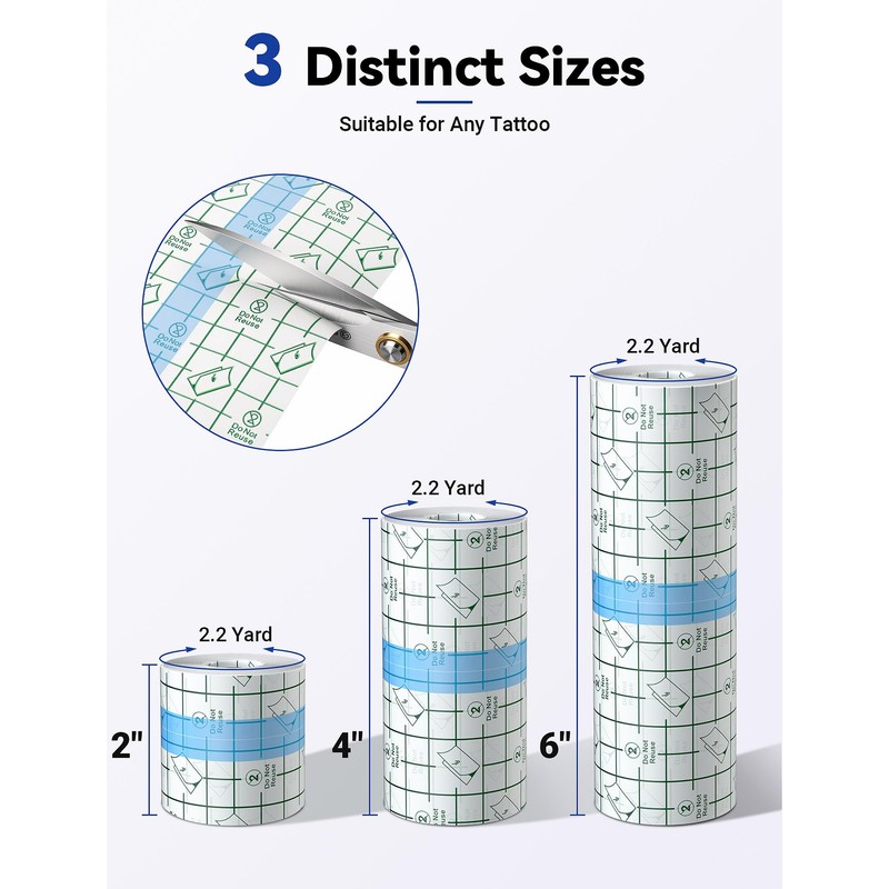 3 Rolls Tattoo Aftercare Bandage, Waterproof Tattoo Film for Shower