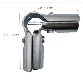 90 Degree 3-Way Pipe Connector, Stainless Steel End Rail Clamps, 1 in O.D., Chain Link Fence Fittings with Bolts and Nuts (2 Set)