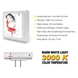 Plug in Dimmable LED Night Light with Dusk to Dawn Auto Sensor, Adjustable Brightness, Warm Light, Auto On-Off Nightlight for Bathroom, Hallway, Nursery, Bedrooms - Koi Drawing