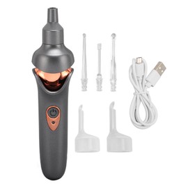 LED Lighted Earpick Set Low Noise Deep Cleansing Electric Ear Wax Vacuum Remover for Children Adults Gray