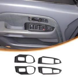Heutamo Door Window Lift Switch Button Panel Cover Trim Compatible with Honda Pilot 2003 2004 2005 2006 2007 2008 Accessories, ABS Door Window Glass Lift Button Panel Trim Cover(Carbon Fiber)