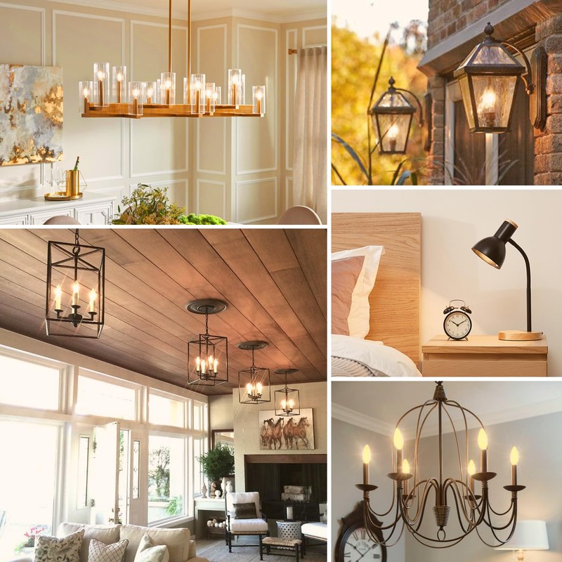 6-Pack Dimmable E12 LED Candelabra Bulbs 60W Equivalent, 2200K Amber