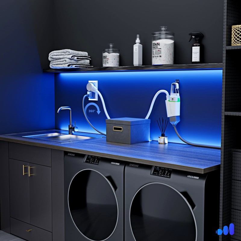 Maximm 360° Rotating Flat Plug Extension Cord 10 ft White,