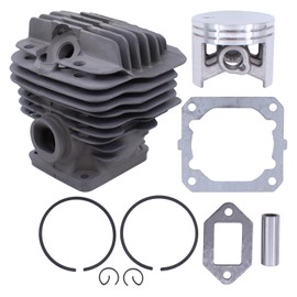 Cylinder Piston Set 50 mm Cylinder Piston Gasket Set with Piston Ring Piston Pin Retaining Clips Retaining Ring Seal Gasket Exhaust Seal Cylinder Foot Seal for Stihl MS 440 MS440 Chainsaw